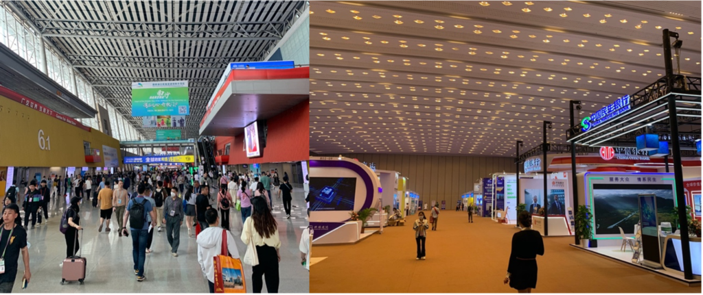 Hall A (left) vs the trade services area (right), footfall was no where near as high